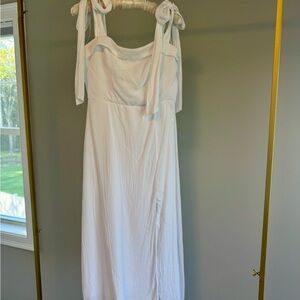 Francesca’s Miami Tie-Strap White Linen Dress